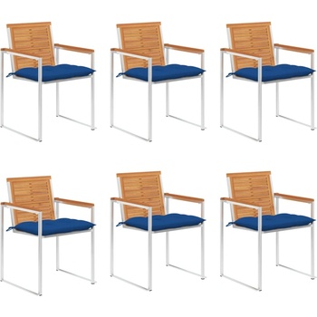 vidaXL Градински столове 6 бр с възглавници масивно акациево дърво (3078522)