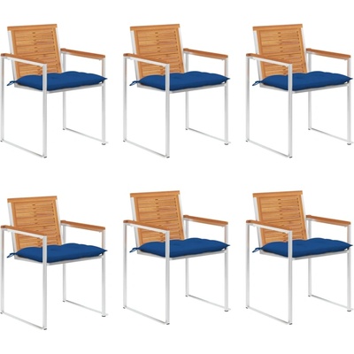 vidaXL Градински столове 6 бр с възглавници масивно акациево дърво (3078522)