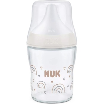 Nuk Стъклено шише NUK Perfect Match - Temperature Control, размер S, 0 м+, 120 ml, дъга (10211037)