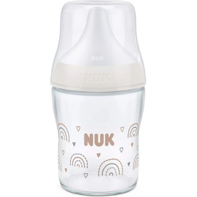Nuk Стъклено шише NUK Perfect Match - Temperature Control, размер S, 0 м+, 120 ml, дъга (10211037)