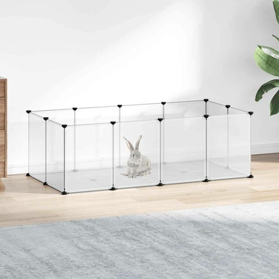vidaXL Klec pro malá zvířata průhledná PP a ocel 144 x 74 x 46,5 cm