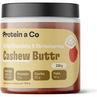 Protein & Co. Kešu krém s bielou čokoládou a jahodami 330 g