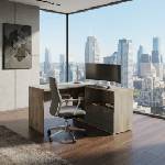 Bogdan Furniture I Офис бюро BM-Grande 46, сонома арвен и мдф кобалт гланц