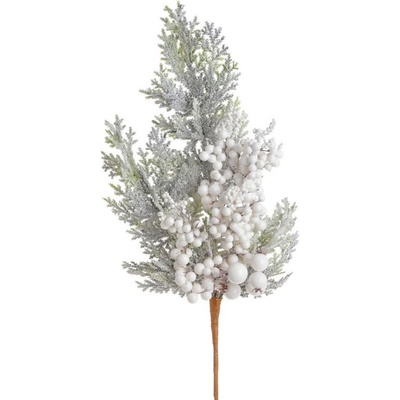 Zasněžená větvička s bílými bobulemi 53 cm