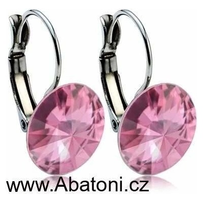 Swarovski Elements Rivoli stříbrné visací růžové kulaté 31106.3 Rose růžová
