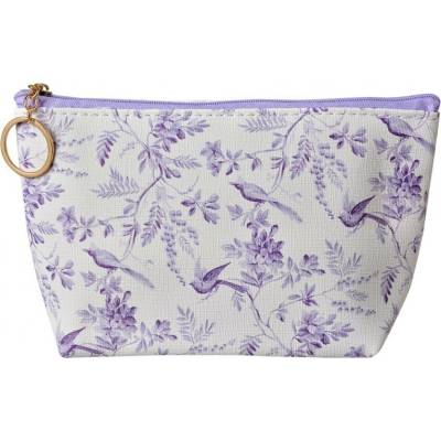 Clayre & Eef toaletní taštička s fialkovými květy a ptáčky Flowers bílá