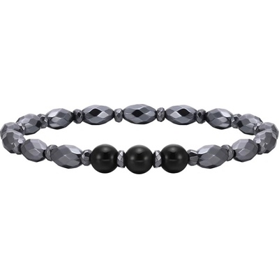 Daniel Dawson Korálkový náramek Luca hematit černý onyx NR2156-BR-1792 Šedá