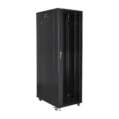 Lanberg Комуникационен шкаф, Lanberg rack cabinet 19" free-standing 42U / 800x1000 self-assembly flat pack, black (FF01-8042-12B)