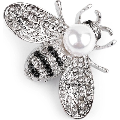 Stoklasa brož s broušenými kamínky a perlou včela 1 crystal platina
