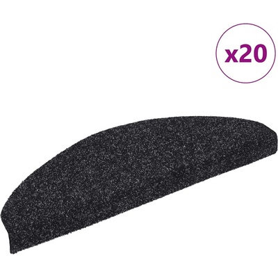 vidaXL Самозалепващи се постелки за стълби, 20 бр. , 65x21x4 см, черни, полукръгли, големи (3365645)