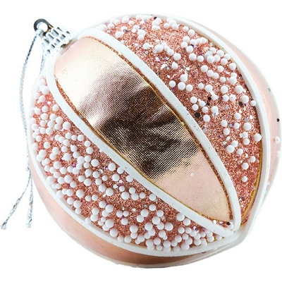DECOLED Vánoční ozdoba na stromeček růžová 8 cm, s krajkovým vzorem, plastová