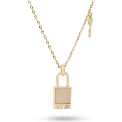 Biju Pozlacený řetízek 14k s přívěskem, zámek ozdobený perletí 3001698