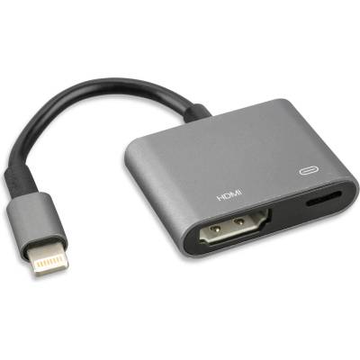 4smarts Lightning to HDMI Adapter 6cm. - адаптер за свързване от Lightning към HDMI вход за мобилни устройства с Lightning (сив)