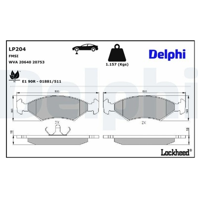 Sada brzdových platničiek kotúčovej brzdy DELPHI LP204
