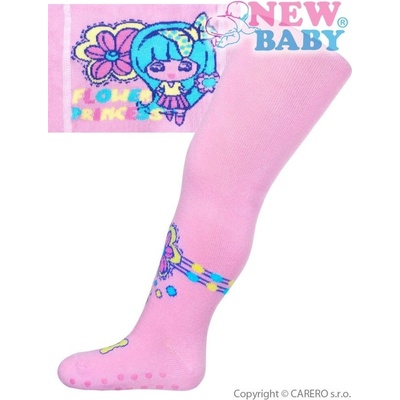 New Baby punčocháčky s ABS světle růžové flower princess