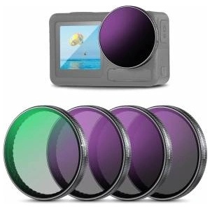 NEEWER Snap On ND Filter Set compatible with DJI Osmo Action 5 Pro/4/3, pack of 4 ND8+ND16+ND32+CPL action camera accessories, can be mounted on original glass lens cover, not for Osmo Nano, FL-A76