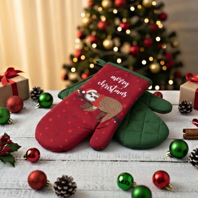 Bbk Vánoční Chňapky Lovely Christmas Červená 18 x 30 cm 100% Bavlna