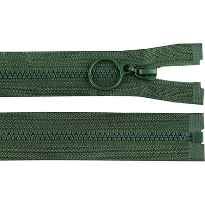 Kostěný zip No 3 délka 30 cm s kroužkem, malé, 273 zelená smrková