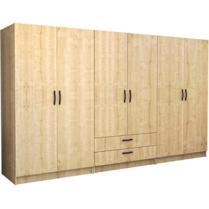 TopMebel Шесткрилен гардероб Victoria TopMebel от меламин в цвят дъб 300x60x181cm - topmebel - 1 010,26 лв