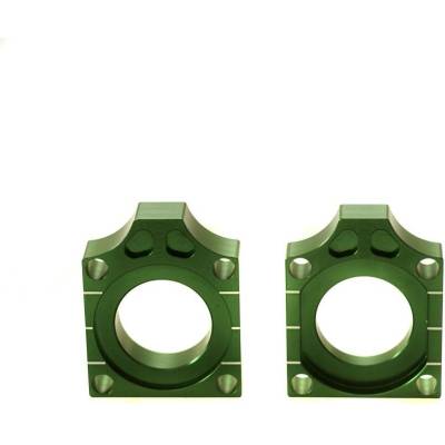 ACCEL napínák zadní osy se šroubem KAWASAKI KXF 250 '17-18 barva zelená (komplet-2 kusy) -