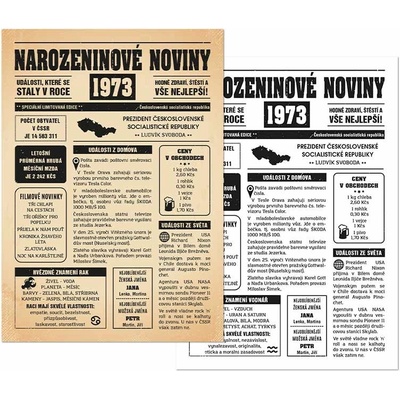 Narozeninové noviny 1973 - jednostranné