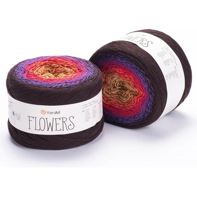 Yarn Art příze Flowers 265 karamelová, červená, fialová, hnědá