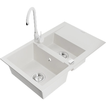 Mexen Gaspar гранитна мивка с 1, 5 камери с отцедник и кухненски смесител Telma, (6507-20-670200-20)