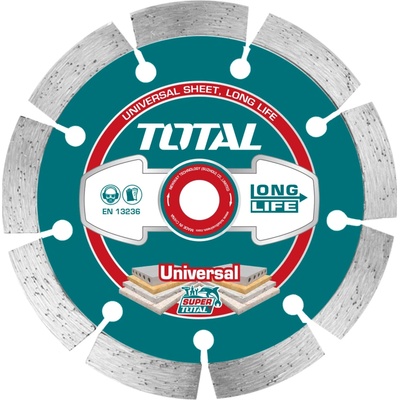 TOTAL TAC2111153 Kotouč diamantový řezný, segmenový, suché i mokré řezání, 115x22,2mm