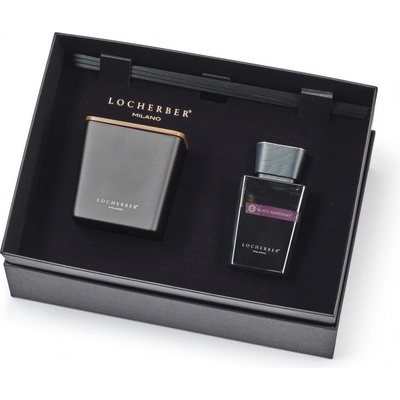 Locherber Milano Dárková sada svíčka Black Karthago 500 g + aroma difuzér s tyčinkami 250 ml