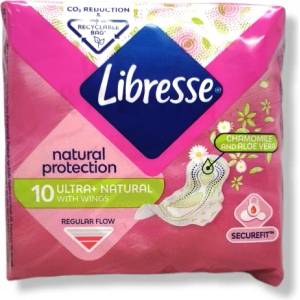 Libresse дамски превръзки, Ultra+Natural, Лайка и Алое вера, 10 броя