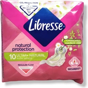Libresse дамски превръзки, Ultra+Natural, Лайка и Алое вера, 10 броя
