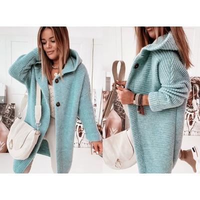 Fashionweek Dámsky exclusive elegantný farebný sveter kabát s kapucňou HONEY mineral