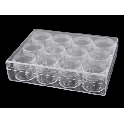 Prima-obchod Plastový box / zásobník 12 šroubovacích dóziček, barva transparent