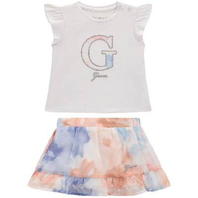 Комплект от 2 части Guess - Тениска и пола с къдрички, бял, 24 м (20251-A5RG12-K6YW0-G011-24M)