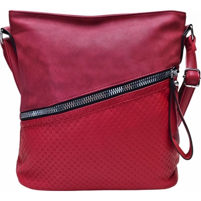 Kabelka s šikmou kapsou tmavě crossbody červená