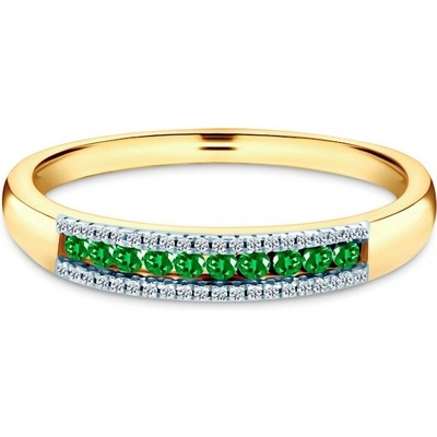Savicki Zásnubný prsteň dvojfarebné zlato smaragdy diamanty SAVPI KU 41054 Z SZ