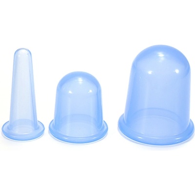 Fabulo Silikonové masážní baňky sada modré 3 ks + dárek: plátěný pytlík