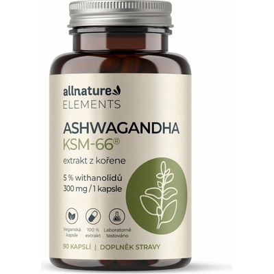 Allnature Elements Ashwagandha KSM-66 90 kapslí