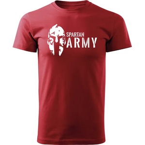 DRAGOWA Тениска с къс ръкав Spartan Army, червена, 160 г/м2 (3789)