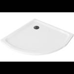 Mexen Flat полукръгъл душ-кабинен поддон slim 80 x 80 cm, бял, черен сифон - 41108080B (41108080B)