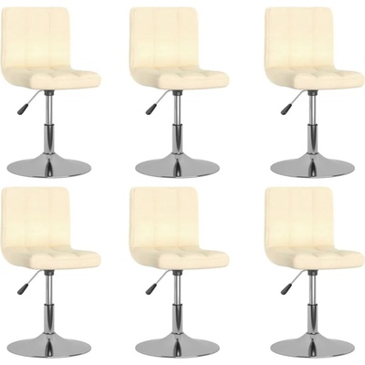 vidaXL Въртящи се трапезни столове, 6 бр, кремави, текстил (3087460)