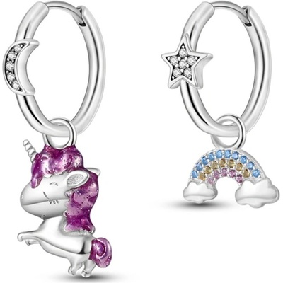 Grace Silver Jewellery stříbrné náušnice Jednorožec a Duha E-YFE007/137 stříbrná