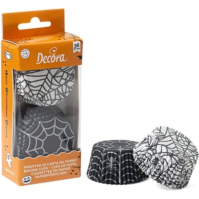 Decora Muffinové košíčky Halloween pavučiny 36 ks 5x3 cm