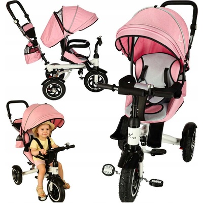 Trike Fix V3 kočík s funkciou bicykla 3v1 otočná o 360 ružová