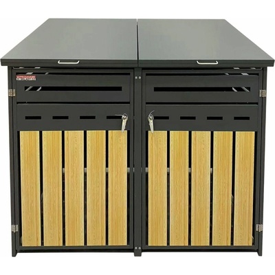 Scorpion elektro s.r.o Přístřešek na 2 popelnice D02GW2 antracit/hnědý – Zbozi.Blesk.cz