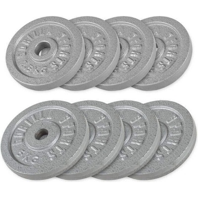 Gorilla Sports sada liatinových kotúčov 4 x 2,5 kg priemer 160 mm 4 x 5 kg 209 mm