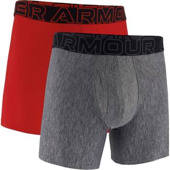Under Armour Мъжки боксерки Under Armour 2pk 6In Tech 2 Mens Boxers - Red/Grey