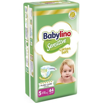 Babylino Бебешки пелени Babylino - Sensitive, Cotton Soft, VP, размер 5, 11-16 kg, 44 броя