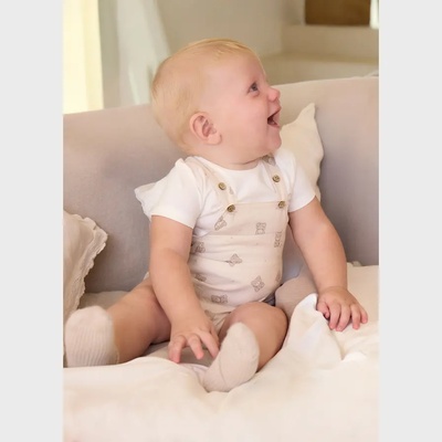 Mayoral Комплект гащеризон в бежово и бяла тениска за новородено момче Mayoral