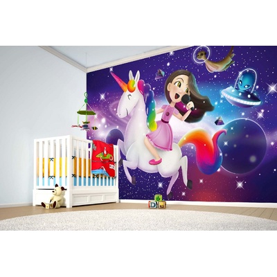 DIMEX ART Самозалепваща се флизелинова фототапета еднорог в космоса 375 x 250 см